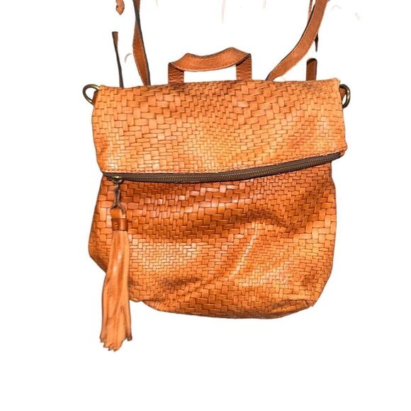 Unique Patricia Nash Brown Braided Leather Convertible Shoulder Bag backpack Ret - Picture 3 of 16